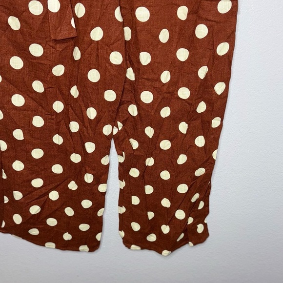 Monteau Rust and Cream Polka Dot Jumpsuit M, Button, Belted, crop - Picture 11 of 14